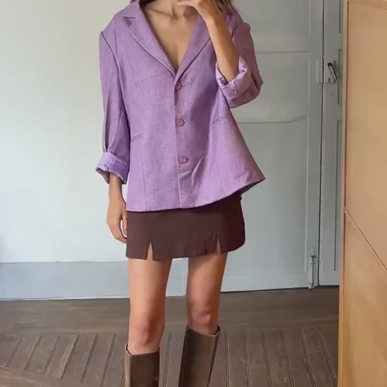 Vintage purple woman blazer, Retro Esperanza Marcos Spain made jacket, 90s oversized fit aesthetic woman clothing