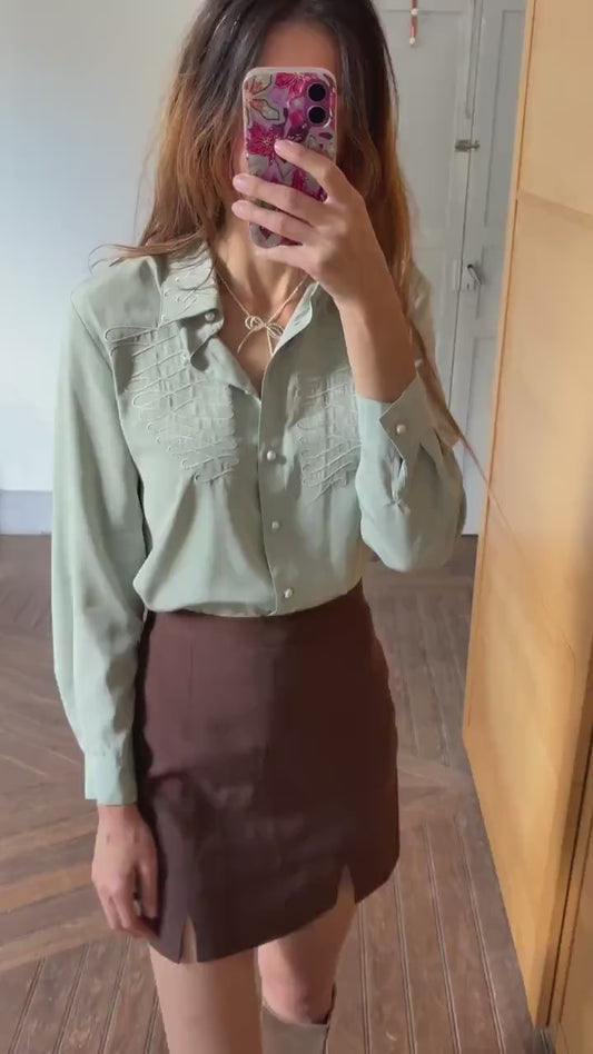 Vintage Cottagecore Aesthetic Woman Blouse – Romantic Guipur Shirt with Pearl Buttons | Tag Size 44