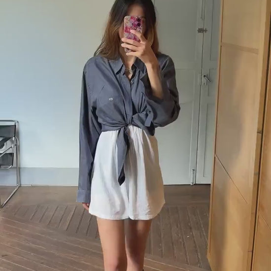 Vintage Lacoste Button Down Shirt – Classic Blue Long Sleeve Shirt, Crocodile Logo, Unisex Preppy Style