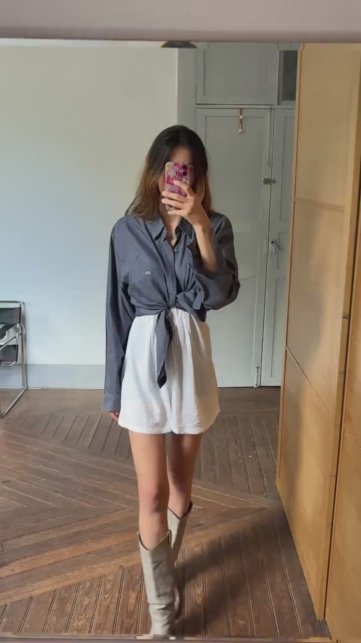 Vintage Lacoste Button Down Shirt – Classic Blue Long Sleeve Shirt, Crocodile Logo, Unisex Preppy Style