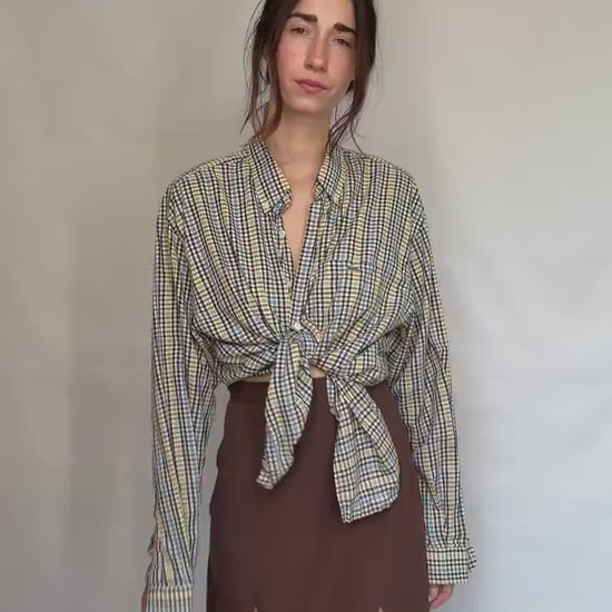 Lacoste cotton plaid button up shirt, XL
