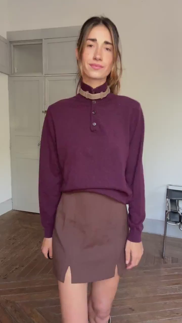 Massimo Dutti Wool Cashmere Jumper – Unisex Boyfriend Fit in Aubergine, Soft & Cozy Knit, Size M