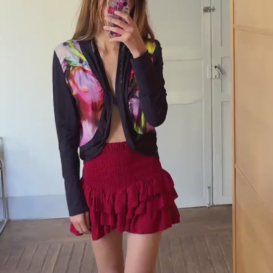 Vintage Mart Visser silk vest, Luxury designer cardigan, Lightweight summer colourful branded vest