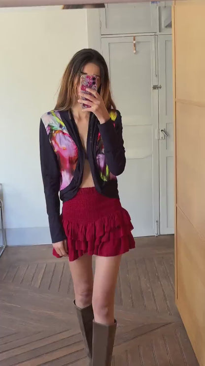 Vintage Mart Visser silk vest, Luxury designer cardigan, Lightweight summer colourful branded vest