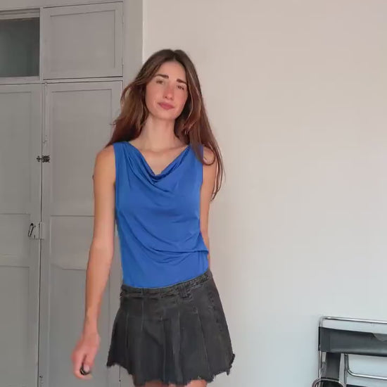 Michael Kors Draped Blue Camisole – Secondhand Designer Top – Size M