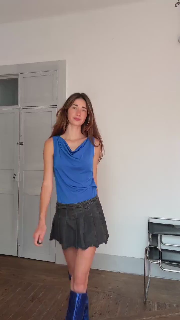 Michael Kors Draped Blue Camisole – Secondhand Designer Top – Size M