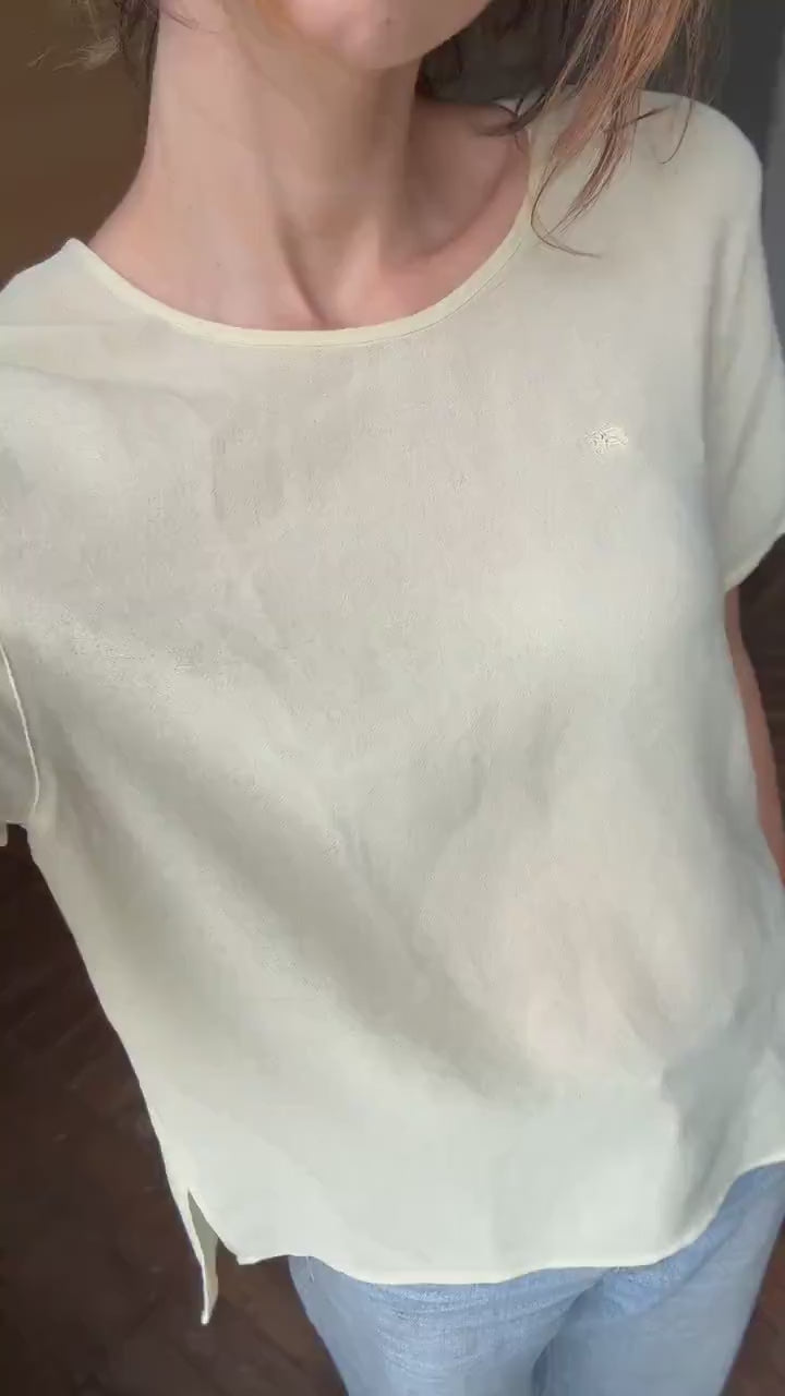 Vintage Burberrys Pastel Yellow Blouse – 90s Minimalist Dream, PRE BURBERRRY ERA