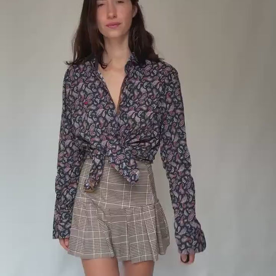 Vintage paisley button up shirt Dark & Fish XXL – unisex oversized retro cotton style, Playful print menswear