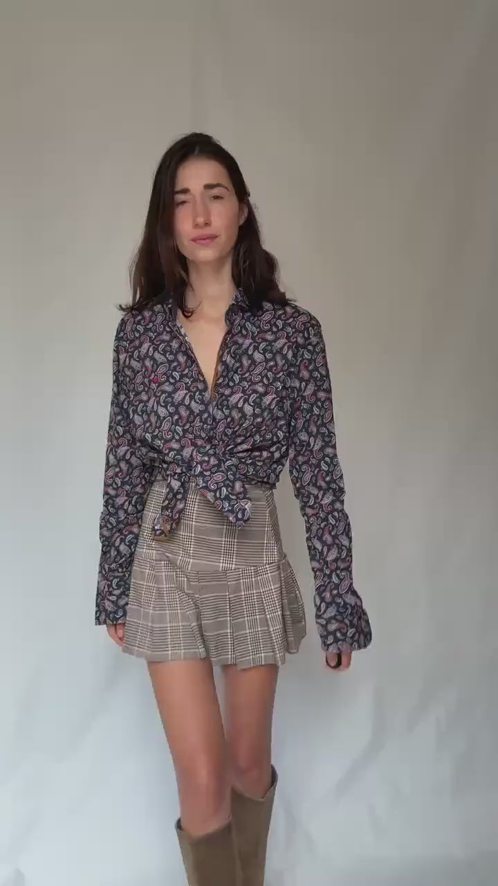 Vintage paisley button up shirt Dark & Fish XXL – unisex oversized retro cotton style, Playful print menswear