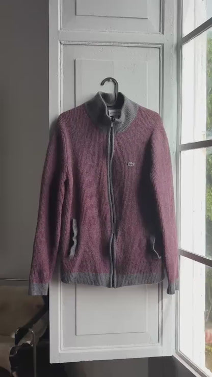 Vintage wool Lacoste red and grey cardigan vest, Branded clothing, S