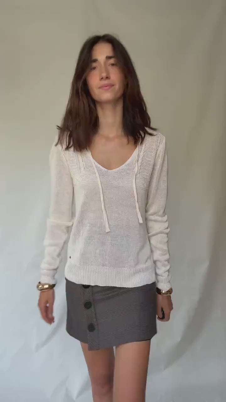 Denim & Supply Ralph Lauren cream knit jumper, 100% linen, relaxed fit, textured knit detail, minimalist chic, US M, casual everyday