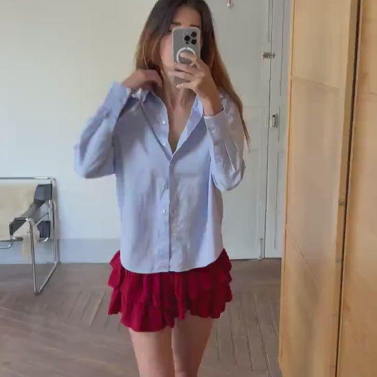 Vintage Pedro del Hierro soft blue button down shirt, Size S UK 8 US 4, chic elegant classic aesthetic blouse