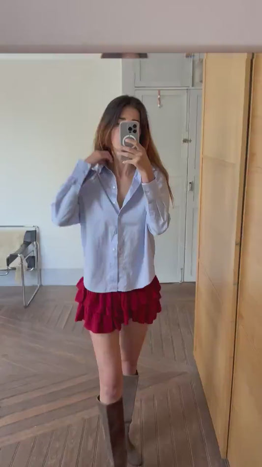 Vintage Pedro del Hierro soft blue button down shirt, Size S UK 8 US 4, chic elegant classic aesthetic blouse