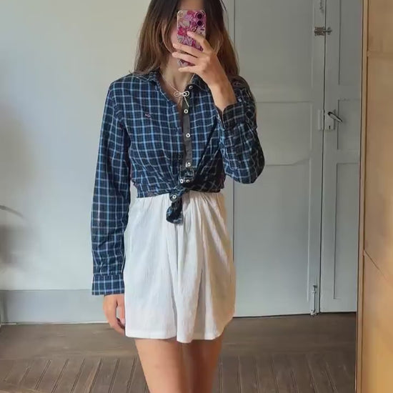 Vintage Napapijri slim fit button up blouse, Cotton lumberjack plaid shirt, Casual hiking essential, Size M