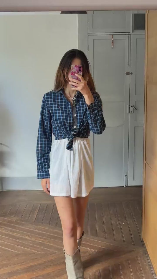 Vintage Napapijri slim fit button up blouse, Cotton lumberjack plaid shirt, Casual hiking essential, Size M