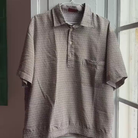 Vintage Emidio Tucci Polo Shirt Luxury Patterned Top, Old Money Aesthetic, 90s Designer Polo, Relaxed Fit Summer Shirt Men
