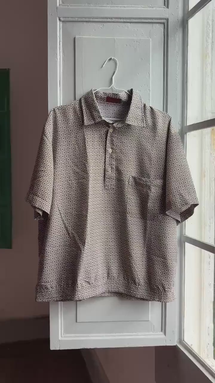 Vintage Emidio Tucci Polo Shirt Luxury Patterned Top, Old Money Aesthetic, 90s Designer Polo, Relaxed Fit Summer Shirt Men