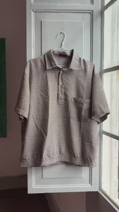 Vintage Emidio Tucci Polo Shirt Luxury Patterned Top, Old Money Aesthetic, 90s Designer Polo, Relaxed Fit Summer Shirt Men