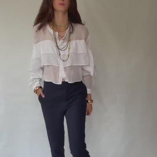 Stylish and Sleek Wool Carolina Herrera Tapered Pants - Minimalist Style Inspired by Victoria Beckham, US Size Small