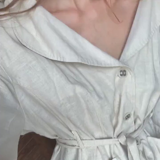 Vintage linen blazer, Natural beige neutral aesthetic summer jacket, Sustainable fashion