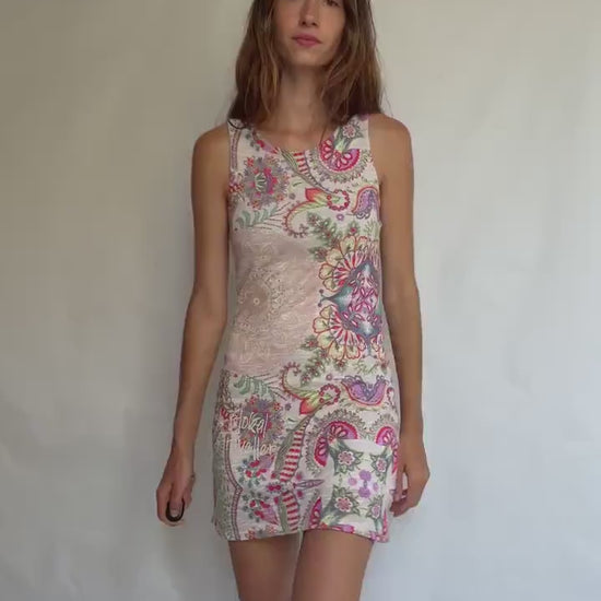 Desigual Sleeveless Mini Dress – Size S – “Global Traveller” Print