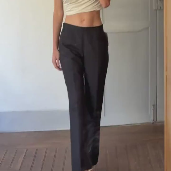 Vintage elegant Italian made wool black pants, Luxury formal pants, Italy designer trousers, Straight leg fit