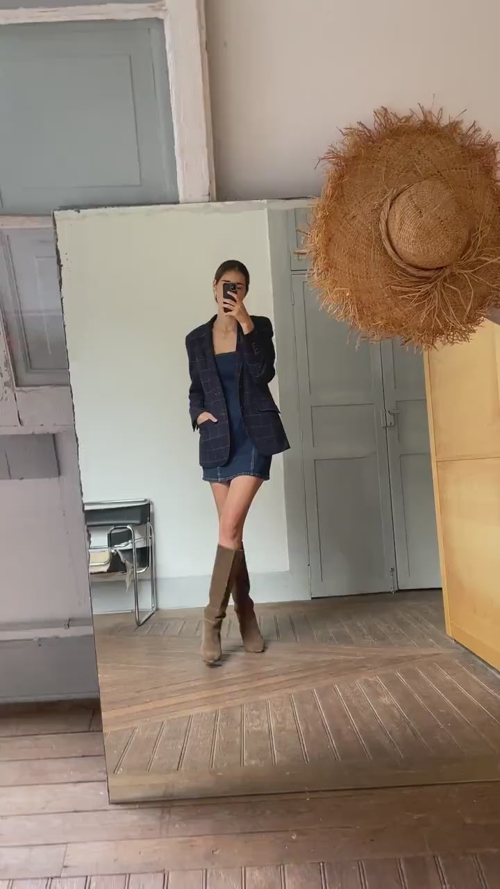 Vintage El ganso americana, Dark blue squared formal blazer jacket, Menswear americana