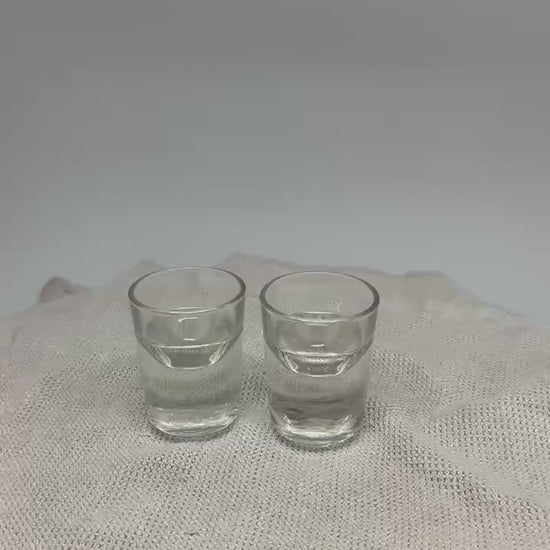 Absolut clear glass shot glasses, set of 2, 7cm thick and heavy