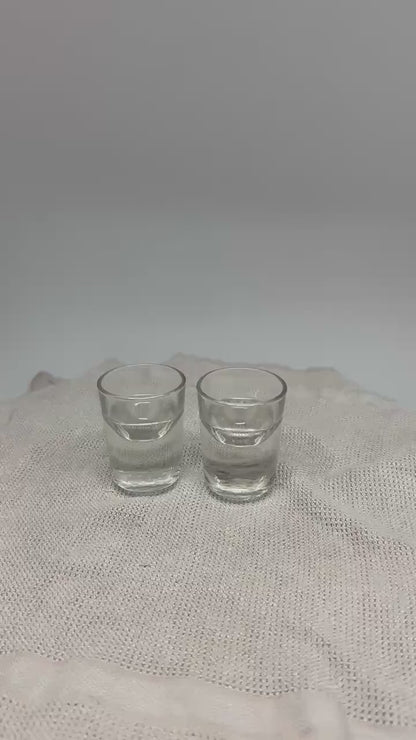 Absolut clear glass shot glasses, set of 2, 7cm thick and heavy