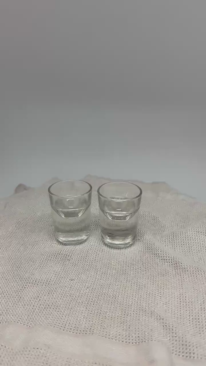 Absolut clear glass shot glasses, set of 2, 7cm thick and heavy