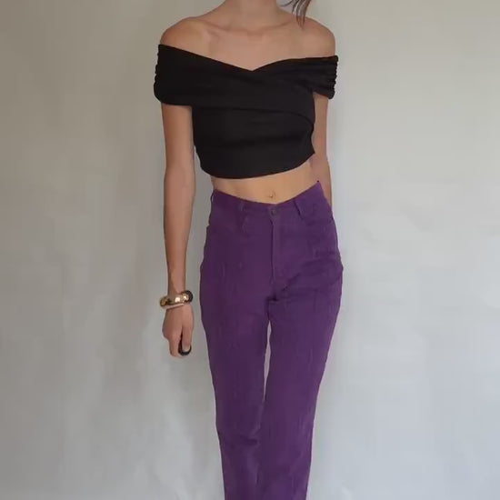 Vintage purple snake print jeans,  high waist straight leg, retro 80s vibe, US XS,
