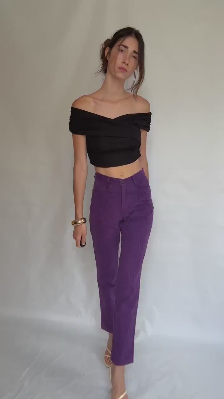 Vintage purple snake print jeans,  high waist straight leg, retro 80s vibe, US XS,