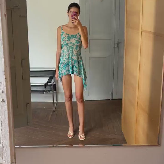 Y2K sexy Vintage blue sheer lingerie dress, See through net bikini dress, Photoshoot clothing, Playful lingerie