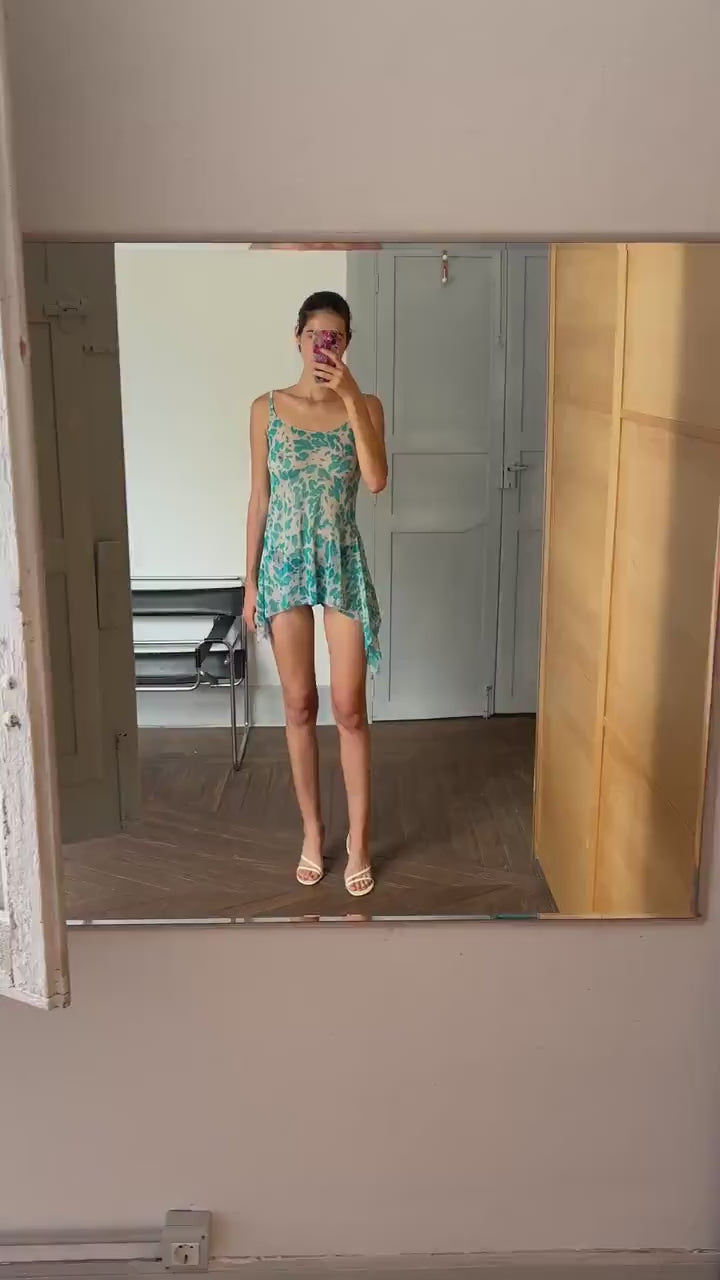 Y2K sexy Vintage blue sheer lingerie dress, See through net bikini dress, Photoshoot clothing, Playful lingerie