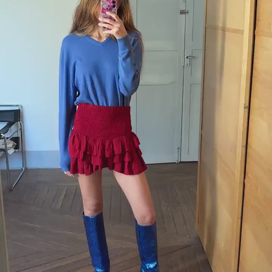 Vintage Emidio Tucci Blue cotton - silk - cashmere pullover,  Vibrant Cobalt jumper, L