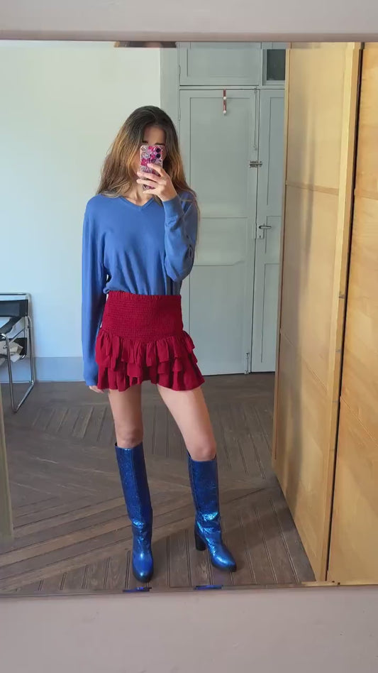 Vintage Emidio Tucci Blue cotton - silk - cashmere pullover,  Vibrant Cobalt jumper, L