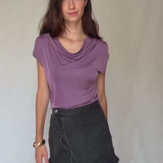 Elegant Massimo Dutti Stretchy Viscose Blouse L Purple Y2K Style Britney Spears Inspired, preppy style, soft fabric, casual look