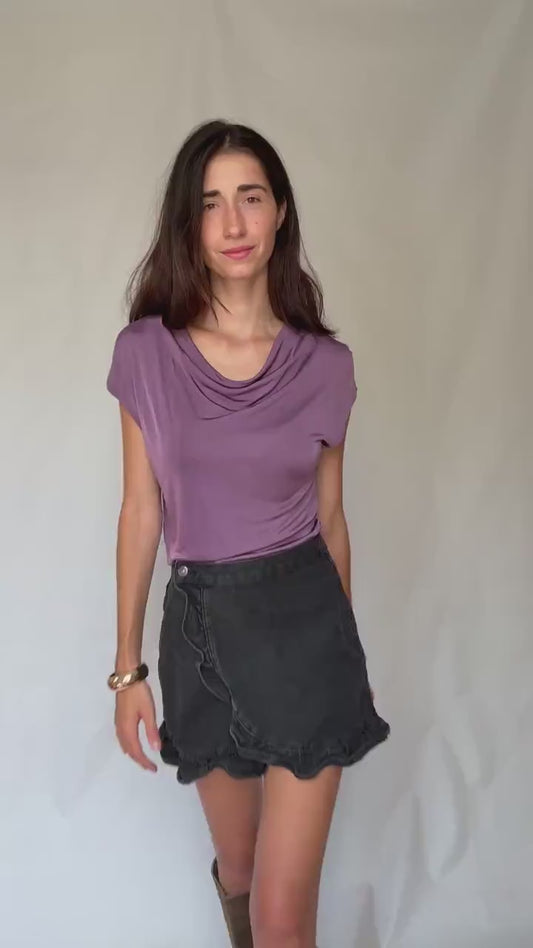 Elegant Massimo Dutti Stretchy Viscose Blouse L Purple Y2K Style Britney Spears Inspired, preppy style, soft fabric, casual look