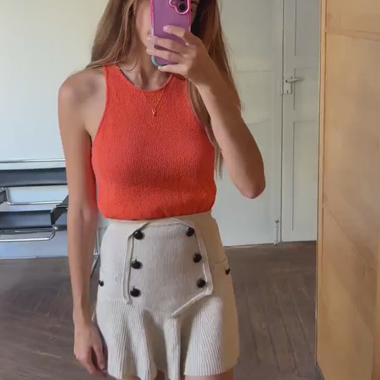 Massimo Dutti Bright orange tank top, Vintage  vibrant camisole, Colourful knit sleeveless shirt