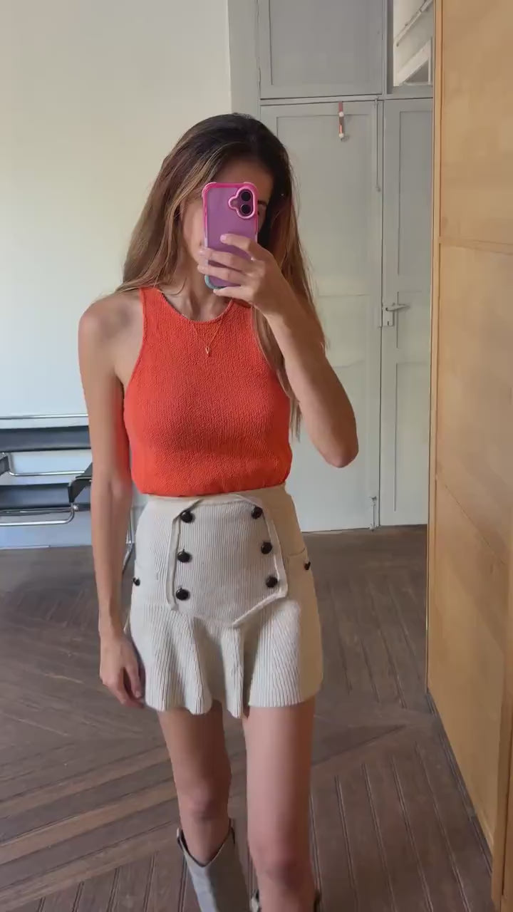 Massimo Dutti Bright orange tank top, Vintage  vibrant camisole, Colourful knit sleeveless shirt