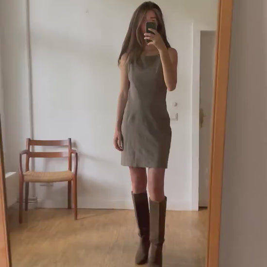 Bronze Armani collezioni formal midi dress, Tight pencil dress, Official cocktail dress, Midi bodycon, Vintage designer summer dress, S - M