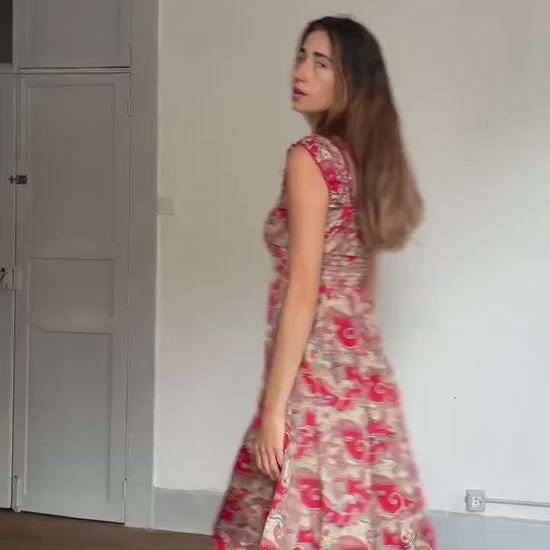 Boho silk maxi dress – paisley dream fit for Coachella & cottagecore queens, Size XS  - S