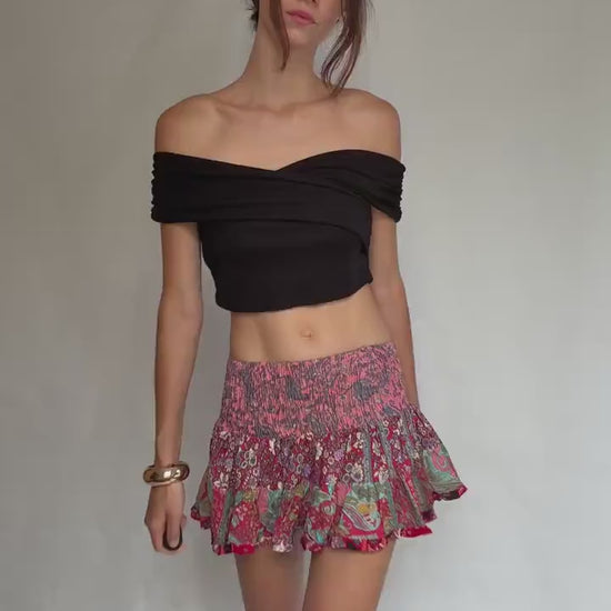Bohemian silk blend skirt, bohemian festival vibe, US S, casual summer