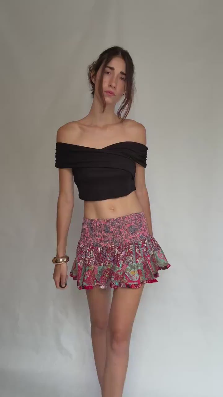 Bohemian silk blend skirt, bohemian festival vibe, US S, casual summer