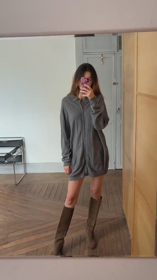 Vintage Emidio Tucci Zip-Up Knit Vest , Luxury cotton silk cashmere vest, Oversized Fit Jumper, S