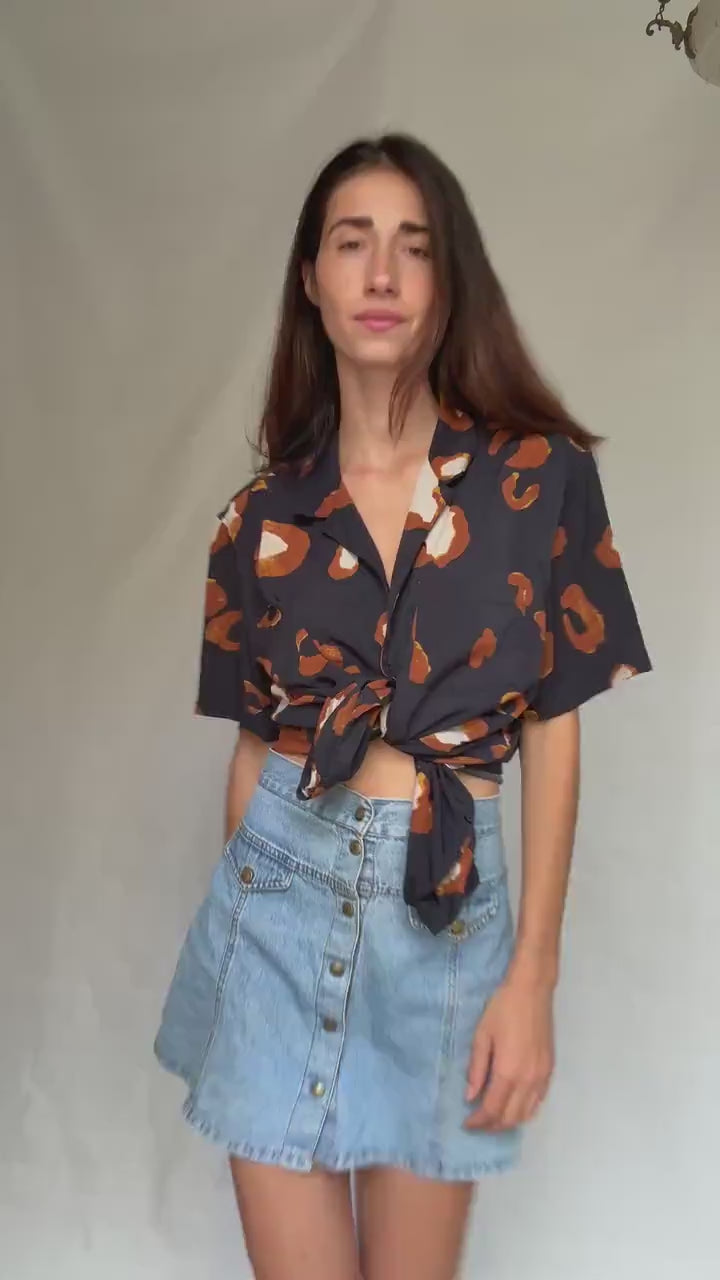 Vintage abstract print shirt,  relaxed fit button up with a bold pattern