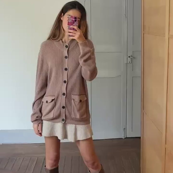 Vintage tan Emidio Tucci Luxe cardigan - Long sleeved cashmere blend light brown vest, Super soft winter knit sweater, Designer Jumper, XL