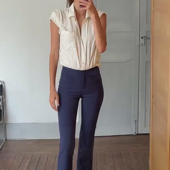 Navy high-waist tailored trousers – made in Italy – size S – elegant work or casual wear United Colors of Benetton skinny pants