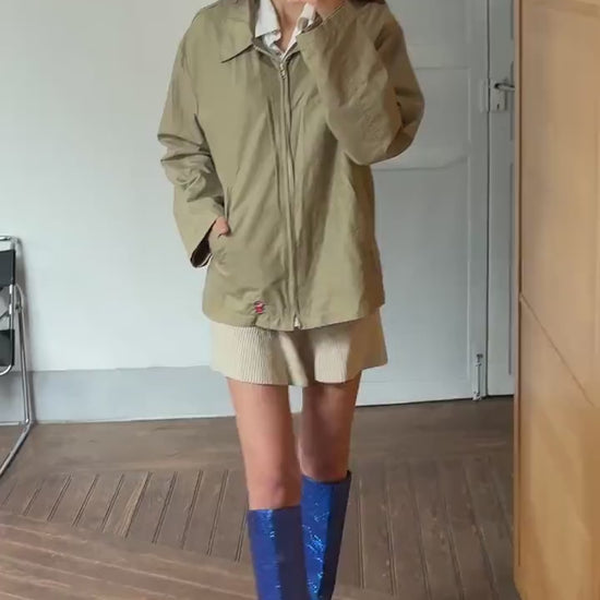 90s Beige Zip-Up Jacket, Retro Lightweight Coat, Size XL, Made in Spain