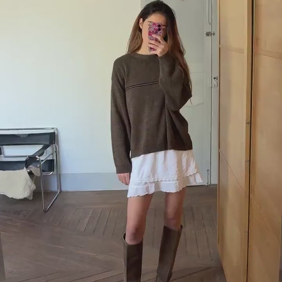 Vintage DARK ACADEMIA winter knit, Dark brown oversized jumper, Original vintage sweater